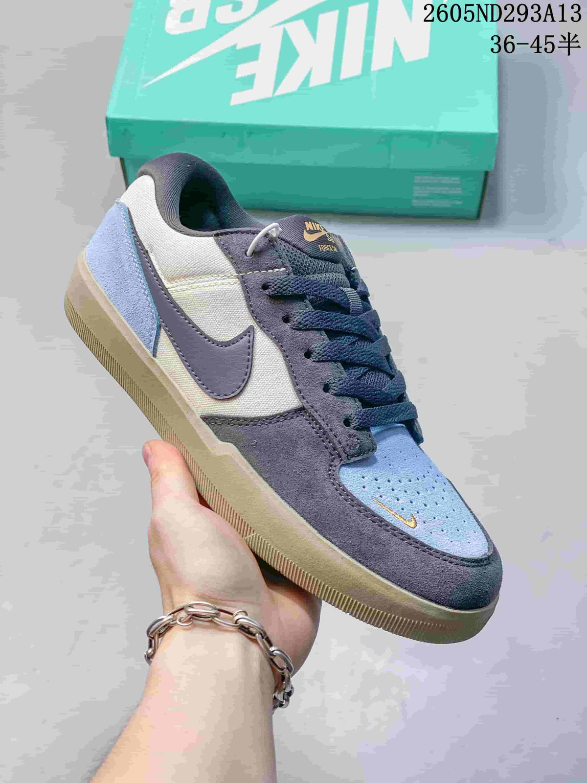 Nike SB Force 58 Low-Top Skate Shoes in Blue and Gray