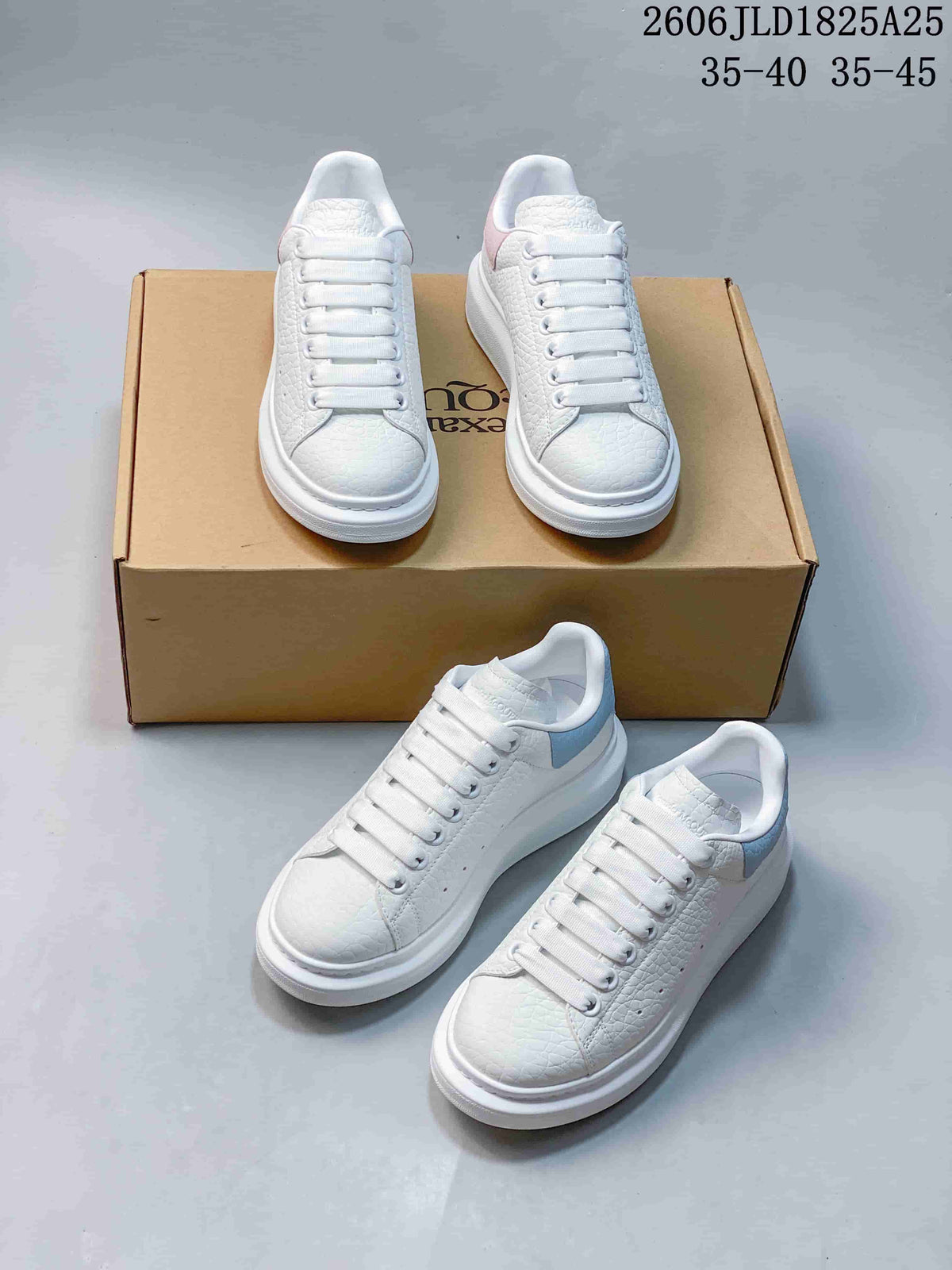 Alexander McQueen Oversized Sole Sneakers, White with Pastel Heel