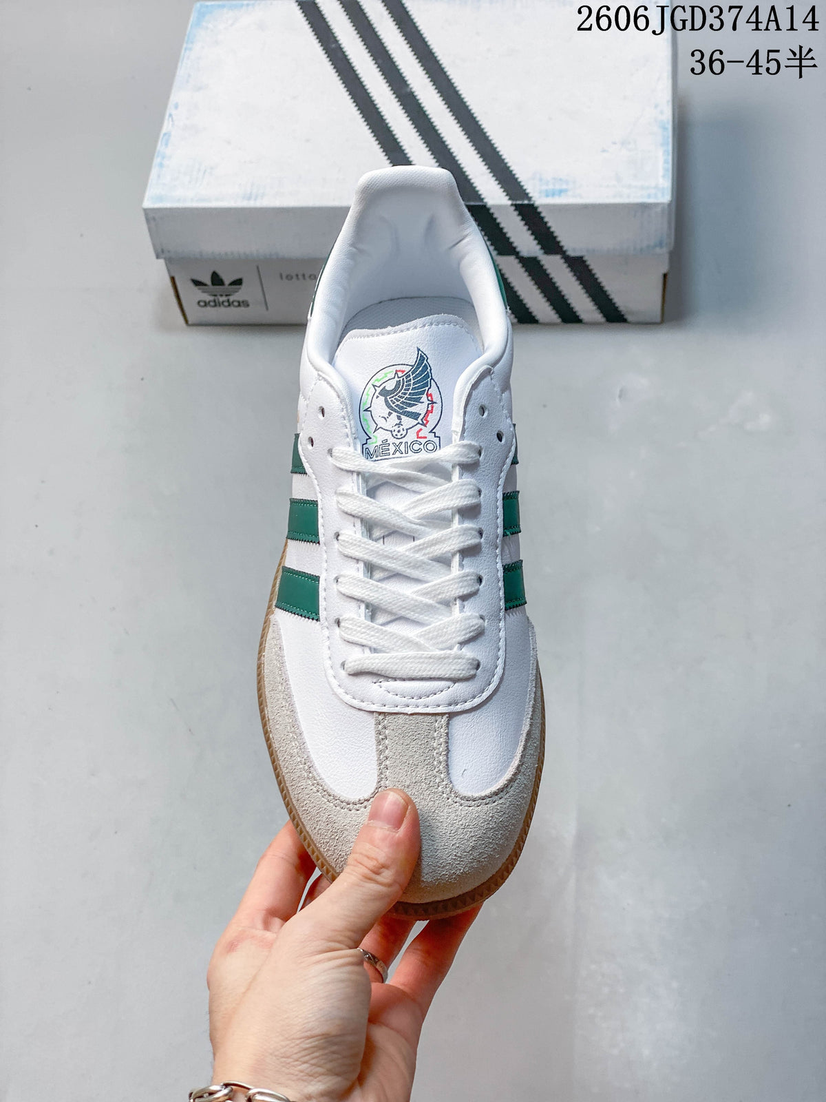 adidas Originals Samba Vegan OG SPD Low-Top Sneakers, White and Green