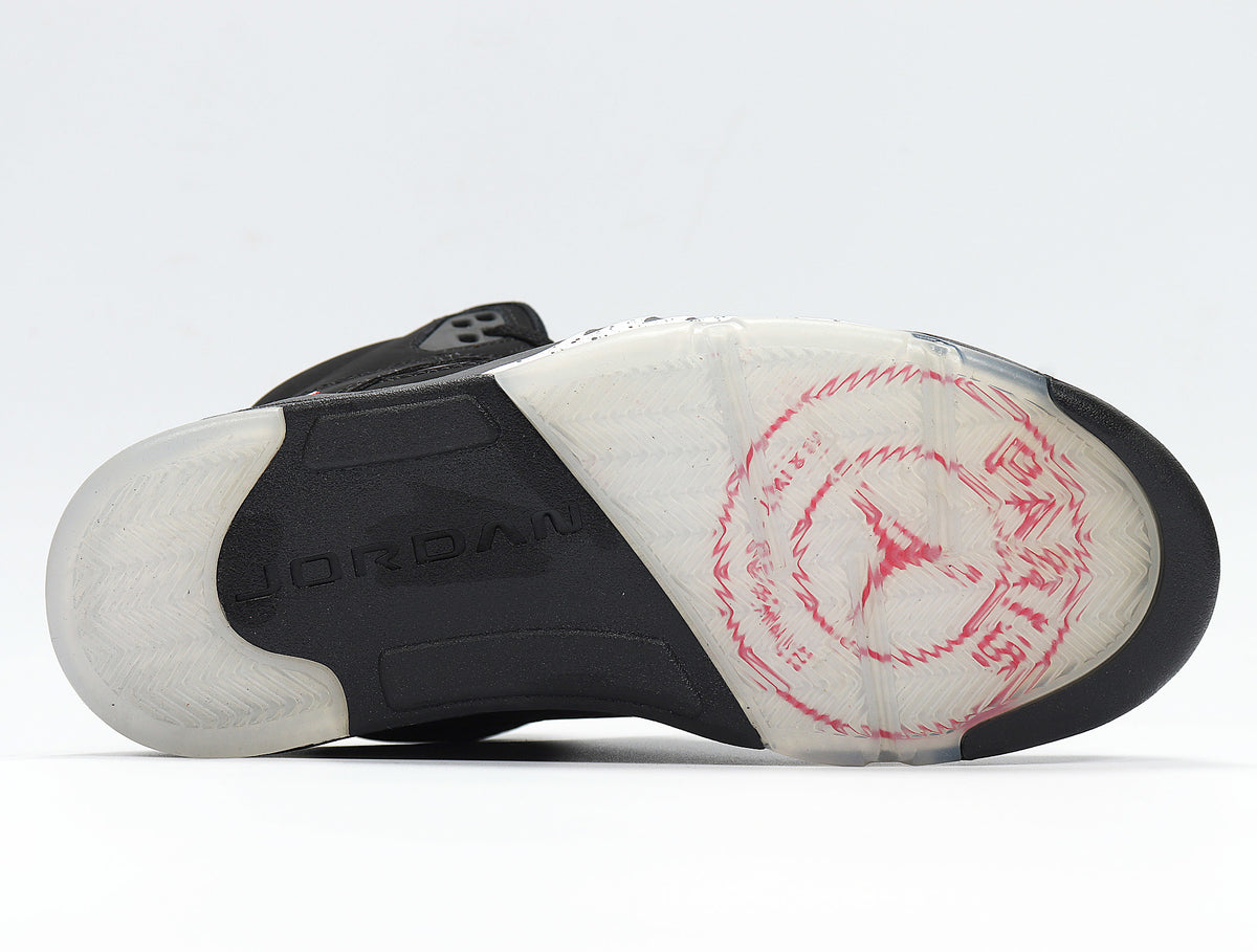 Underside of the sneaker showing a translucent outsole and Jordan branding