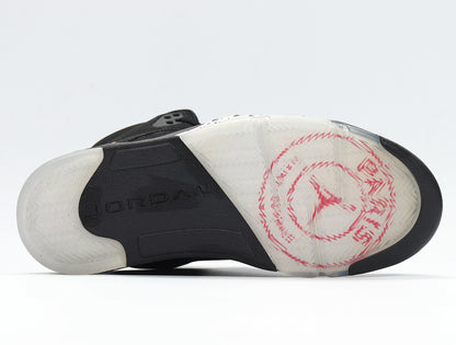 Underside of the sneaker showing a translucent outsole and Jordan branding