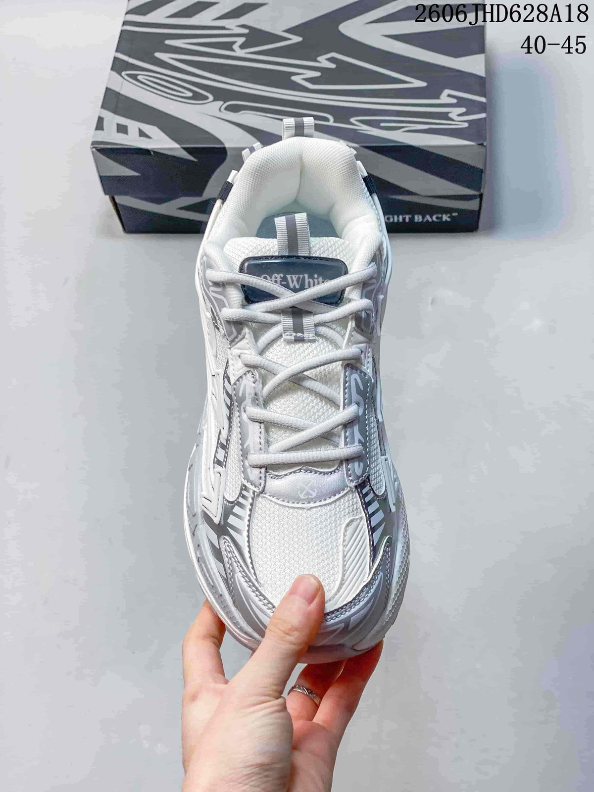 Off-White Be Right Back Low-Top Sneakers, White and Silver
