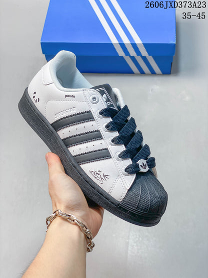 Adidas Originals Superstar Low-Top Sneakers, White and Dark Gray