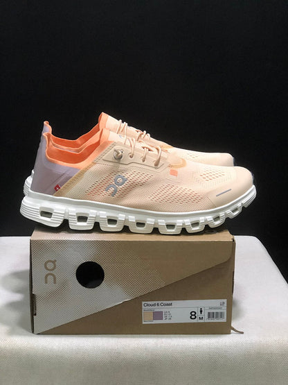 On Cloud 6 Coast Sneakers, Cream and Orange