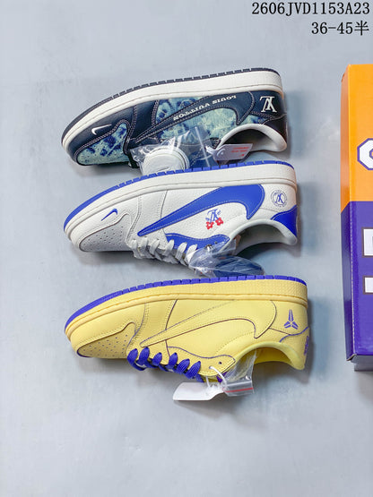Nike Air Jordan 1 Low-Style Sneakers with Contrast Swoosh