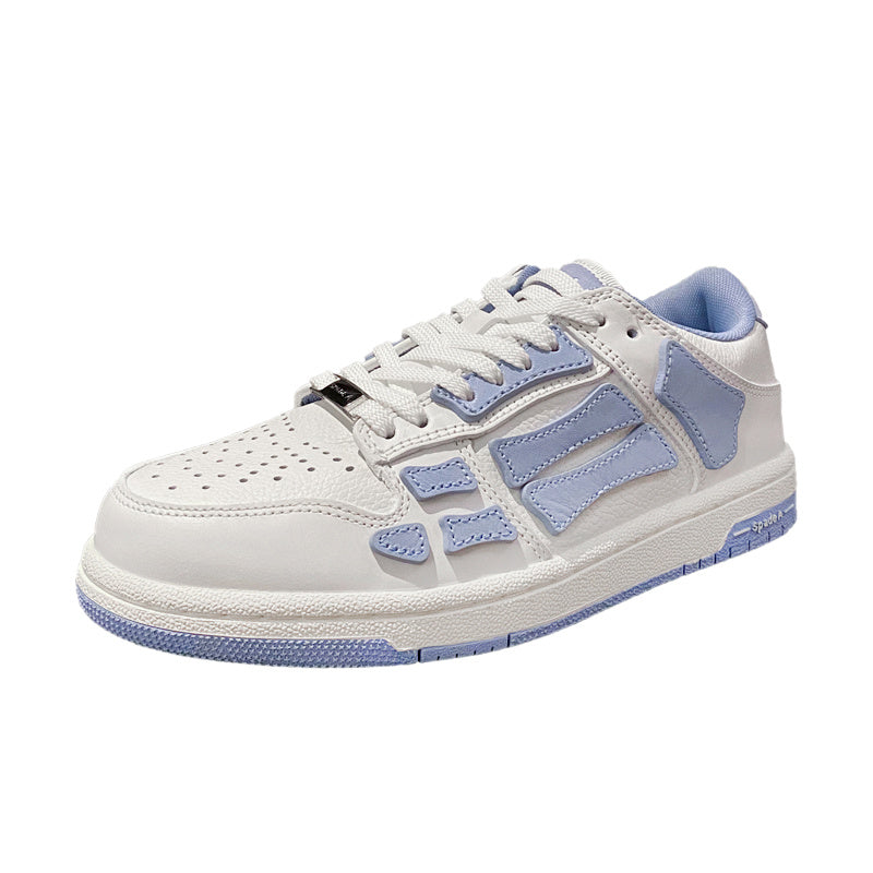 White and Light Blue Low-Top Sneakers MFS003-113