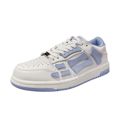 White and Light Blue Low-Top Sneakers MFS003-113