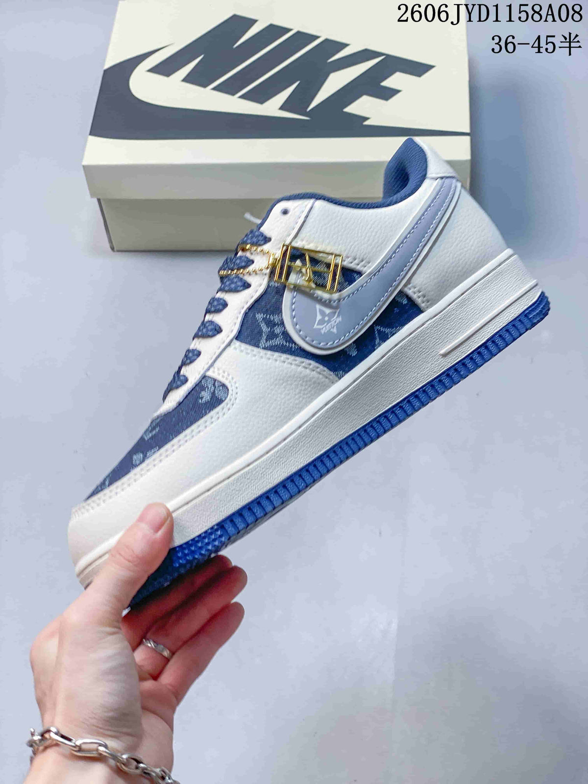 Nike Air Force 1 '07 Low Blue Pattern Sneakers