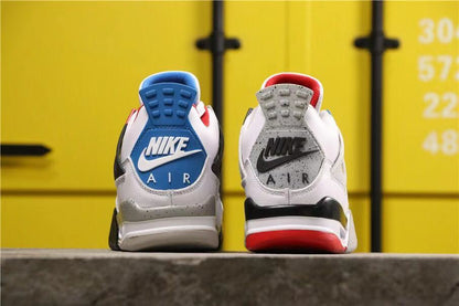 Rear view showing blue and grey heel panels with Nike Air branding.