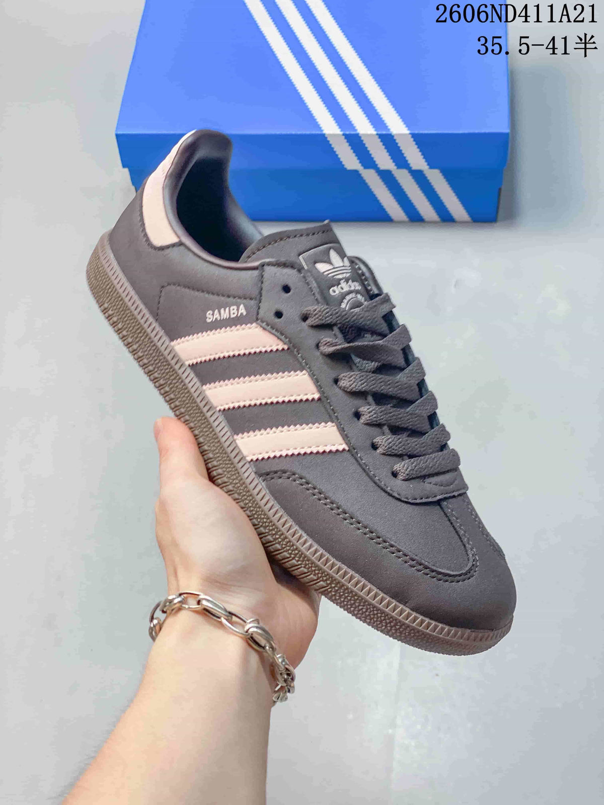 adidas Samba Low-Top Sneakers in White and Pink