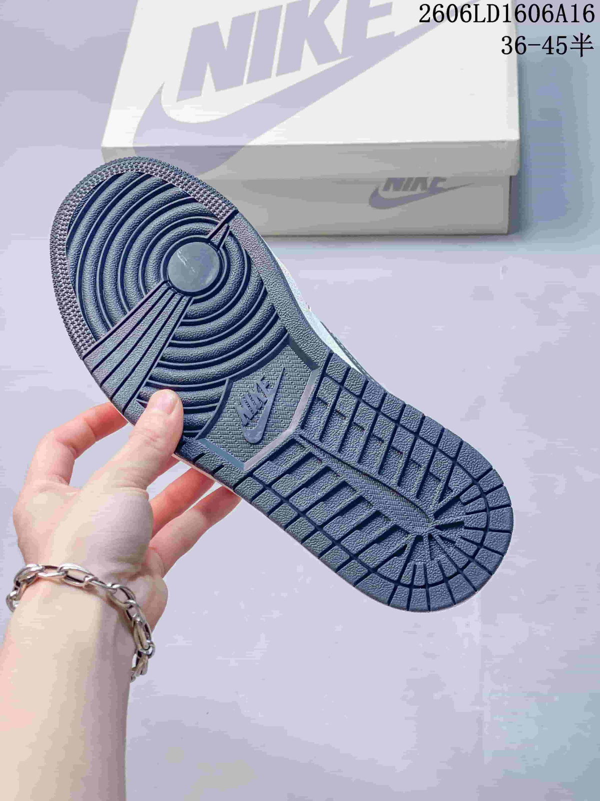 Jordan 1 Low Style Sneakers in Off-White and Navy