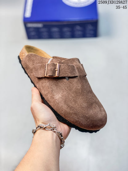 Birkenstock Brown Suede Closed-Toe Clog Mule