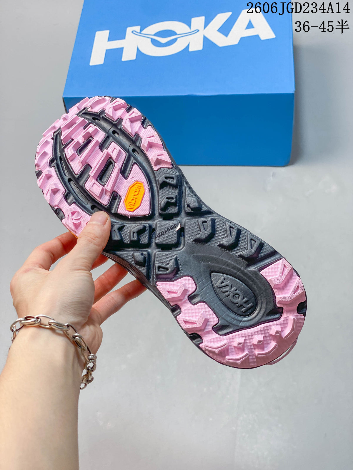 HOKA Mafate Speed 2 Low Trail Running Shoes Pink and Gray