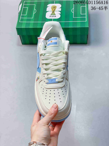 Nike Air Force 1 Low Cream and Blue Sneakers