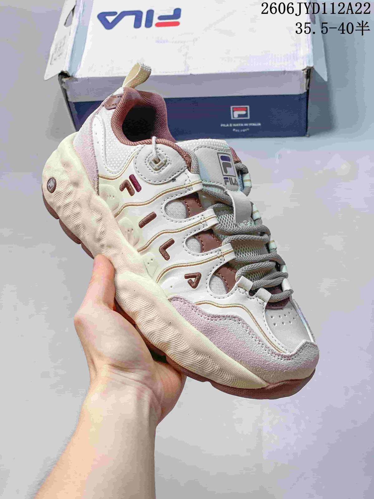 FILA Muffin Low-Top Sneakers in Cream and Mauve
