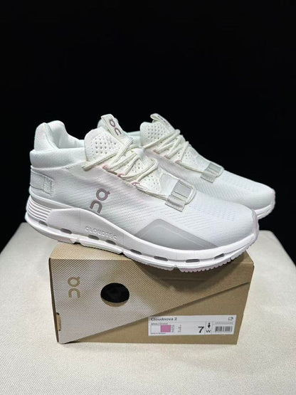 On Cloudnova 2 Sneakers, White and Orchid