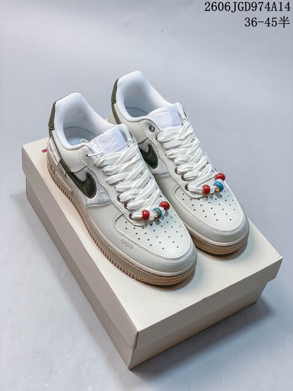 Nike Air Force 1 Low White Green Platform Sneakers