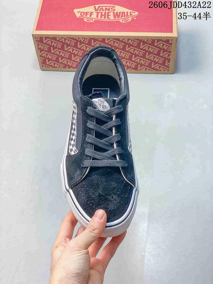 Vans SK8-Low Black Sneakers with Checkerboard Side Stripe
