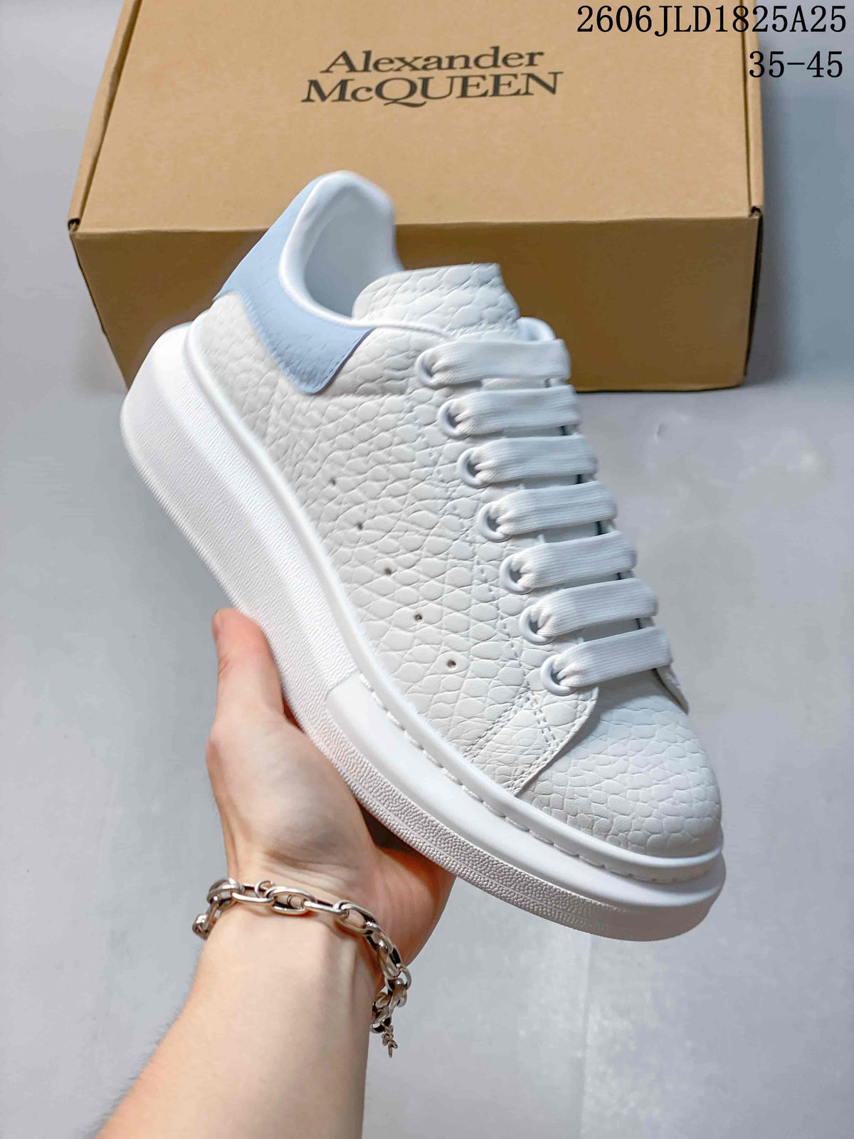 Alexander McQueen Oversized Sole Sneakers, White with Pastel Heel