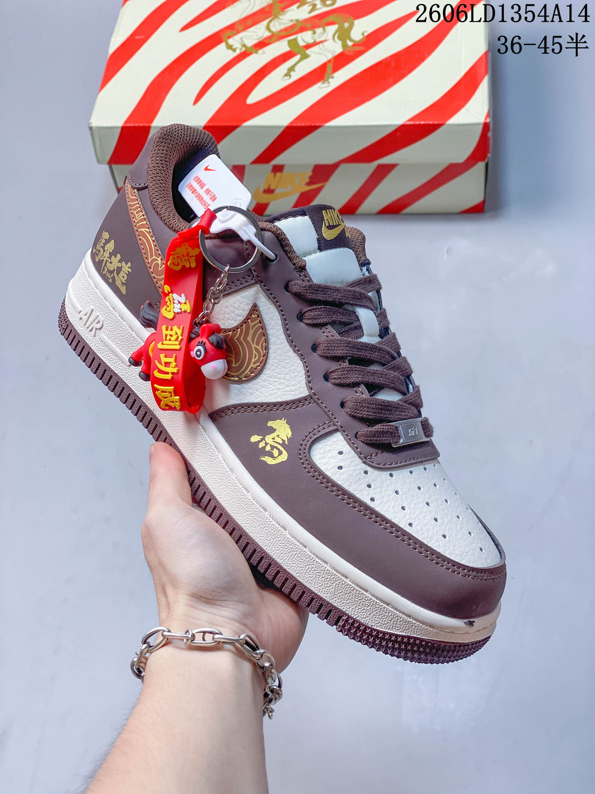 Nike Air Jordan 1 x Travis Scott Low-Top Sneakers, Brown and White