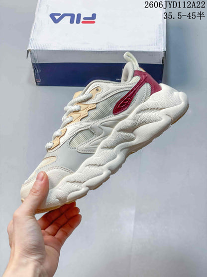 FILA 612520ASUOI Retro Lace-Up Sneakers, Cream and Burgundy