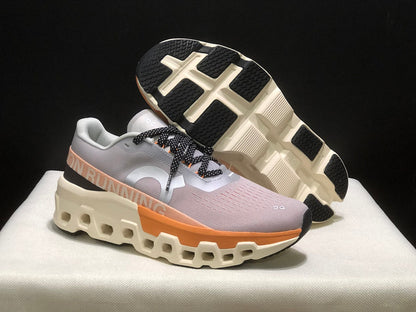 On Cloudmonster 2 Running Shoes, Gray and Peach
