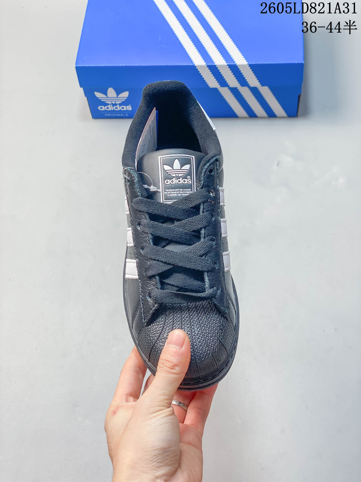 Adidas Superstar Black and White Shell-Toe Sneakers