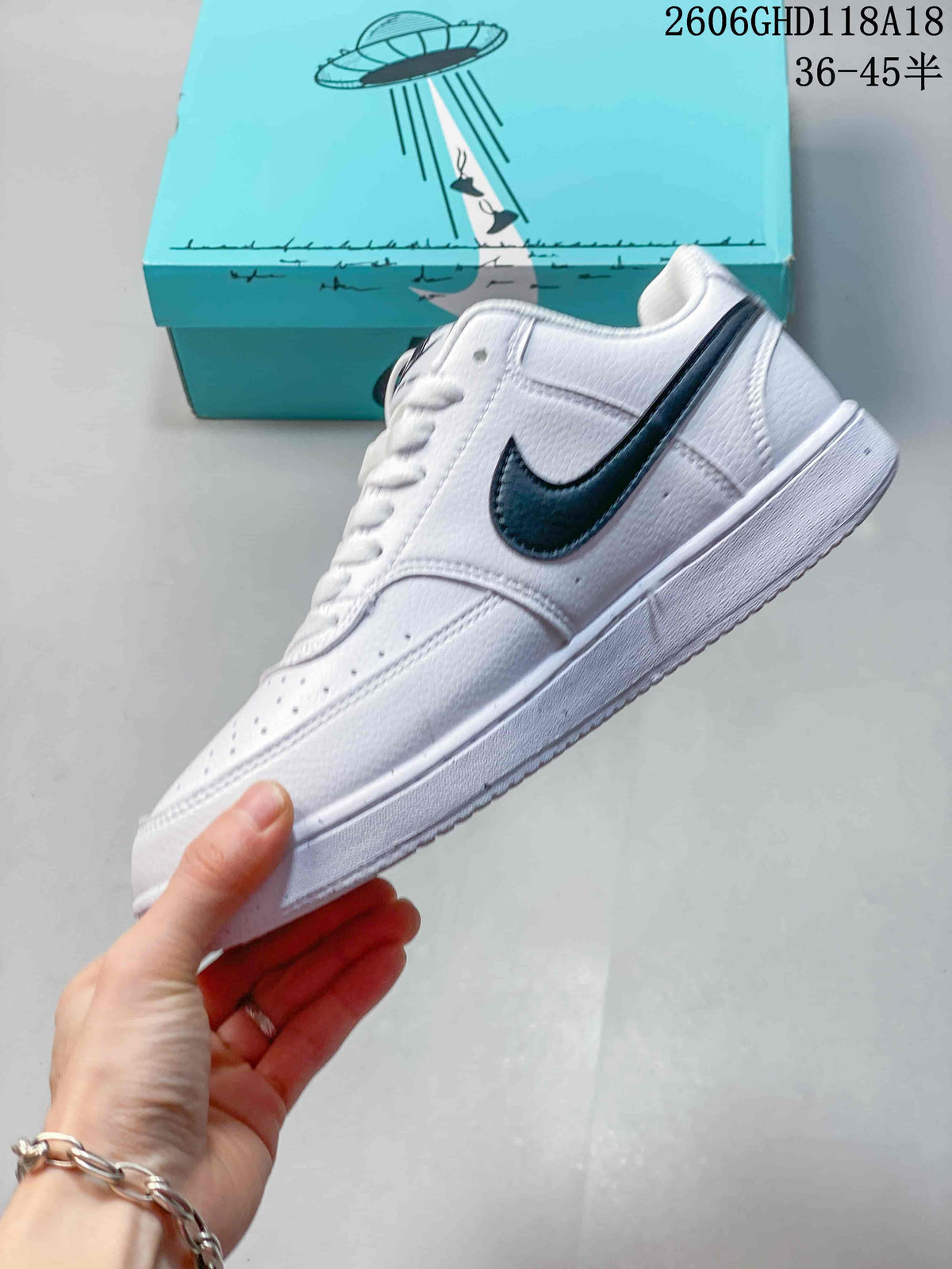 Nike Court Vision Low DIY Custom White Sneakers