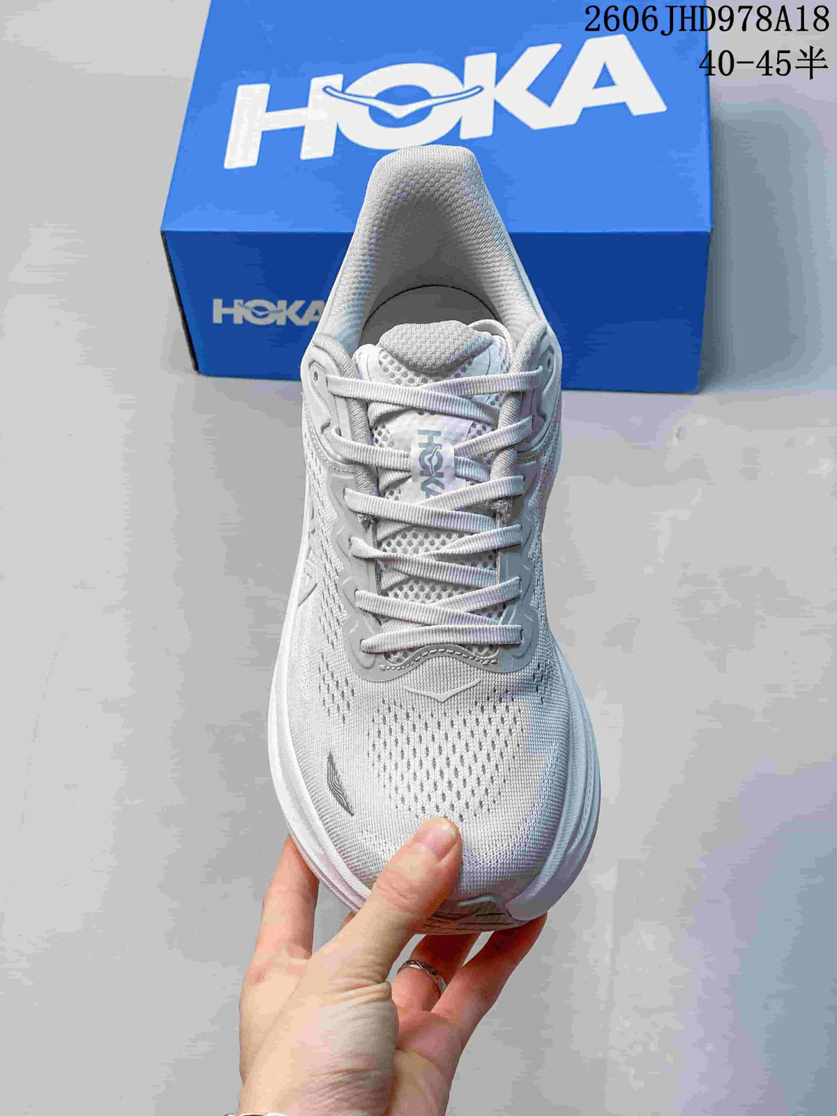 HOKA Bondi 9 Running Shoes, White, Style 1162011