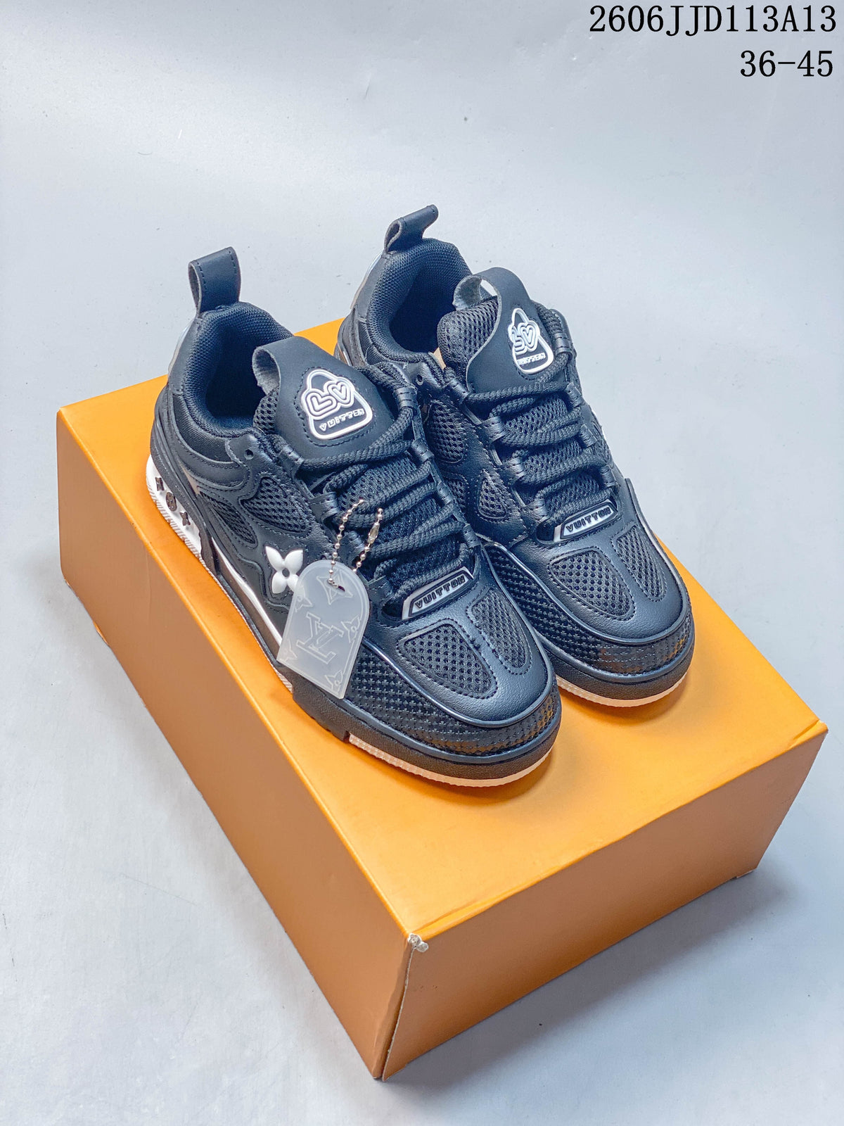 Louis Vuitton LV Trainer Low-Top Sneakers, Navy and White