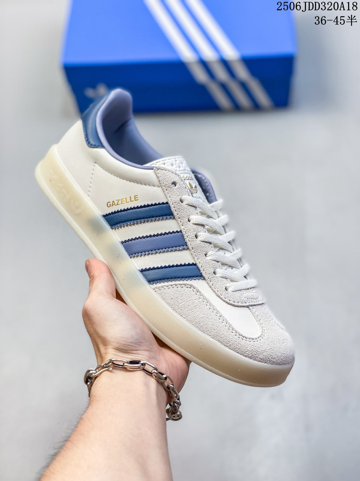 Adidas Gazelle Sneakers, Off-White and Blue