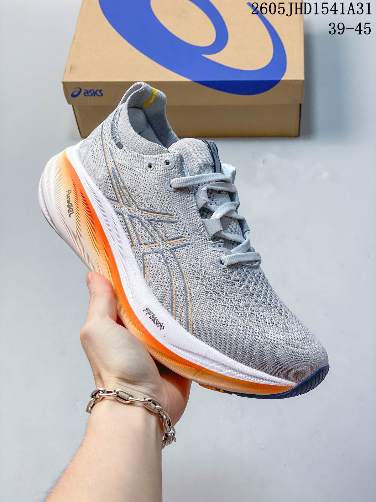 ASICS GEL-NIMBUS 26 Running Shoes, Gray and Orange