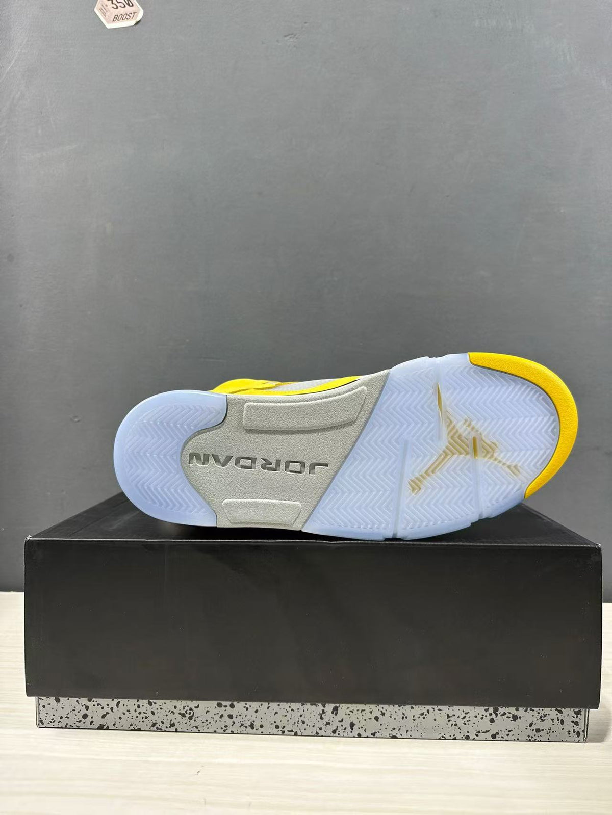 Bottom view showing the translucent outsole and Jordan branding.
