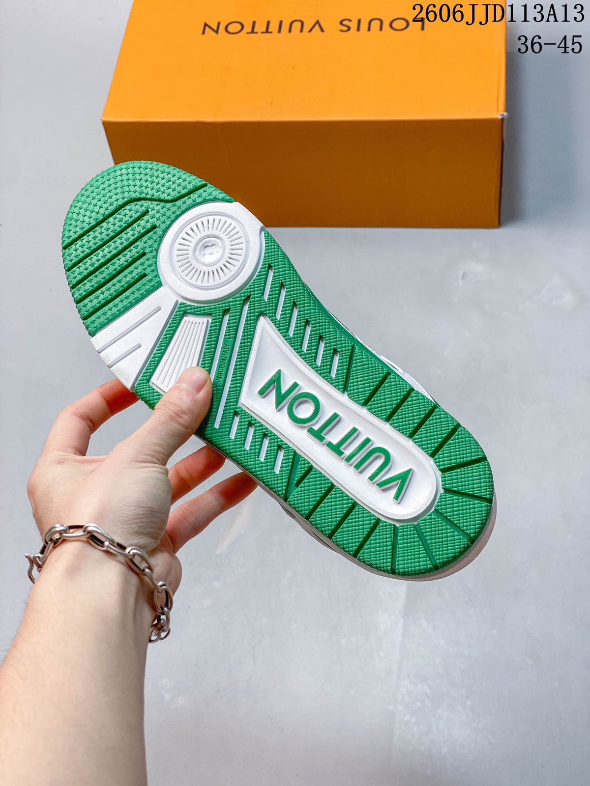 Louis Vuitton LV Trainer-Style Sneakers in Green and White