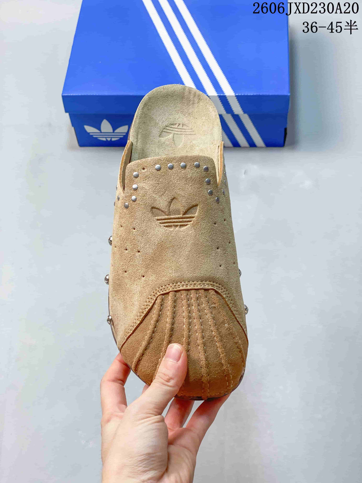 adidas Adimule Studded Mule Slides, Tan, 612400