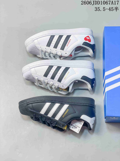 Adidas Superstar Shell-Toe Sneakers in White and Gray