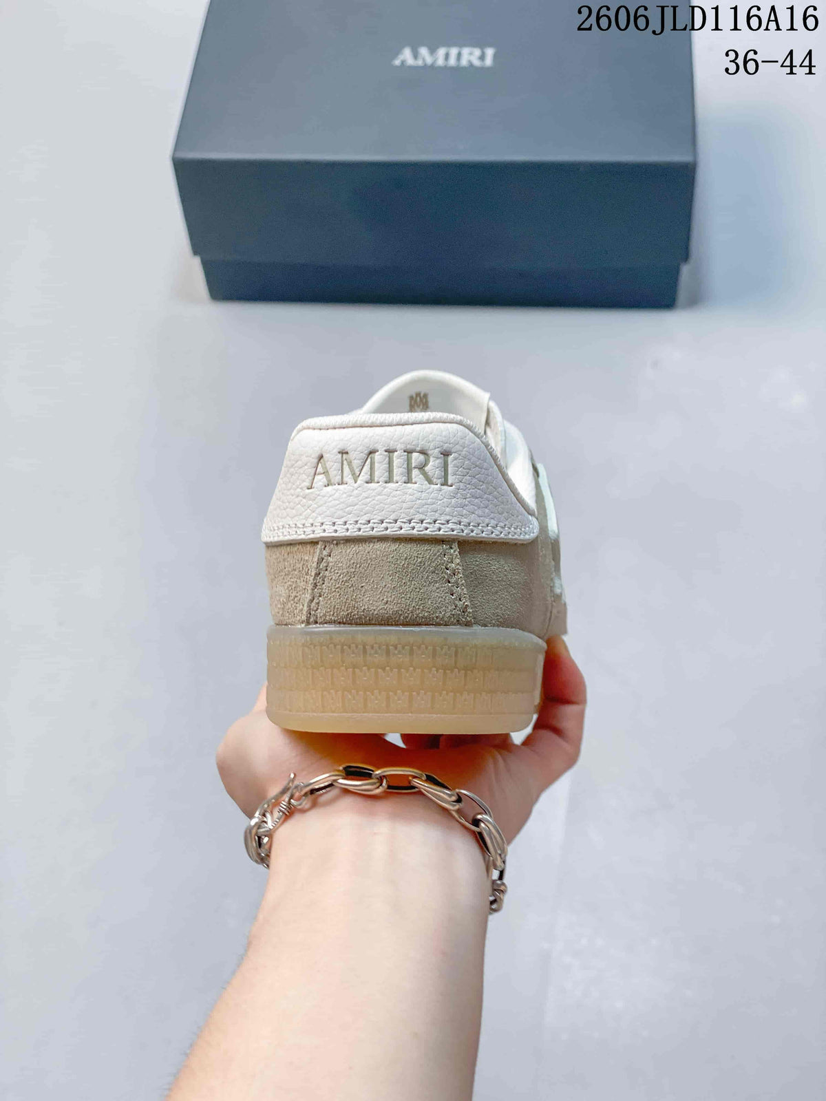 AMIRI Pacific Bones Low-Top Sneakers in Beige and White