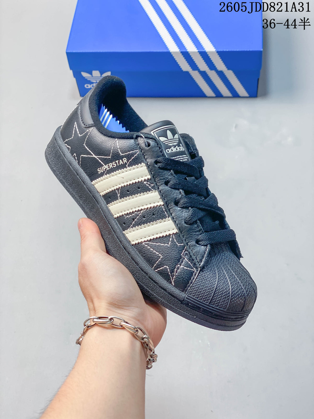 Adidas Superstar Shell-Toe Sneakers in White and Black