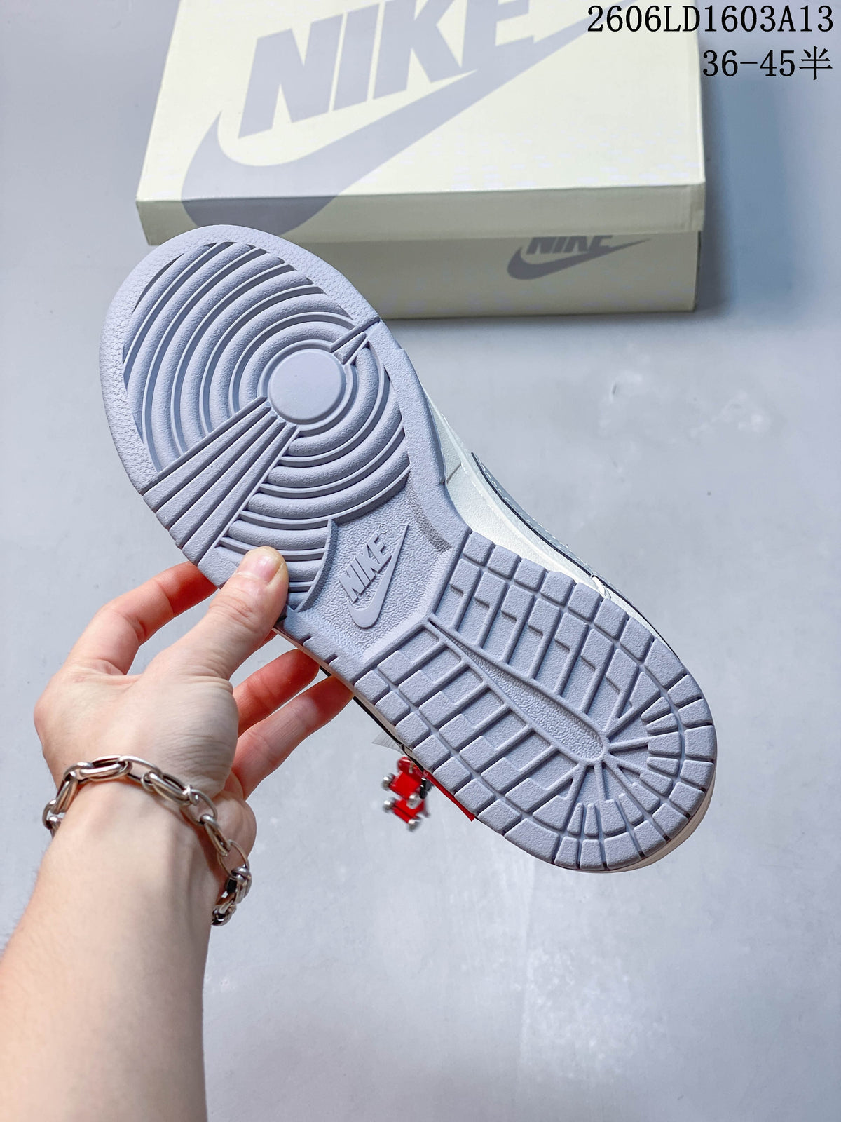 Nike Dunk Low Supreme-Style Sneakers in Cream and Grey