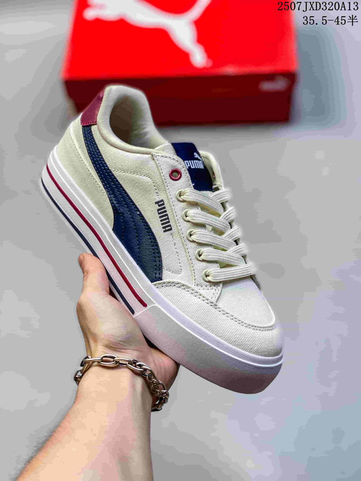 PUMA Palermo Leather Sneakers, Cream, Navy and Burgundy