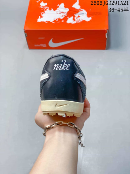 Nike Astrograbber Leather Low-Profile Sneakers, Navy and White