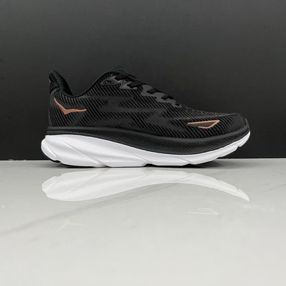 HOKA Clifton 9 Black and Gold Running Shoes