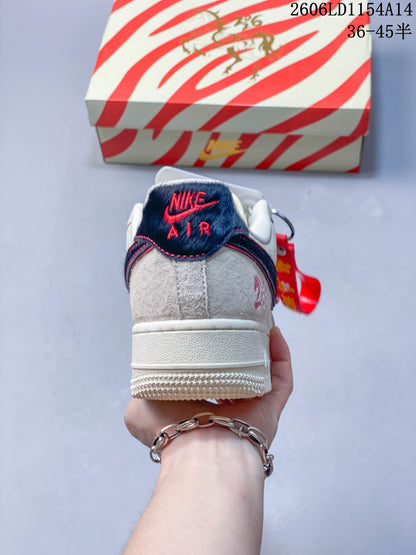Nike Air Force 1 '07 Low Sneakers in Cream, Red and Navy