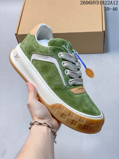 Louis Vuitton Green Low-Top Lace-Up Sneakers