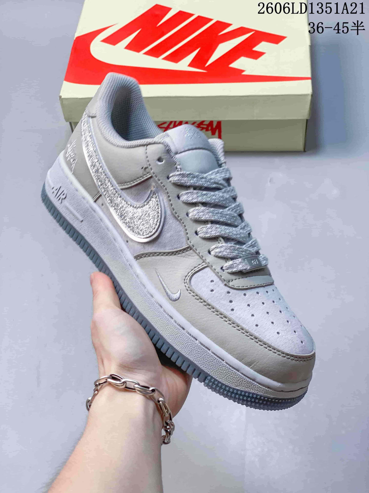 Nike Air Force 1 Low Silver and Light Gray Sneakers