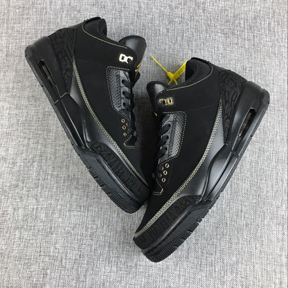 Pair of black and gold Jordan Air Jordan 3 BHM sneakers